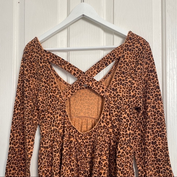 Nwt Daily Practice by Anthropologie Square Neck Mini Dress Animal Leopard Print - Picture 5 of 10